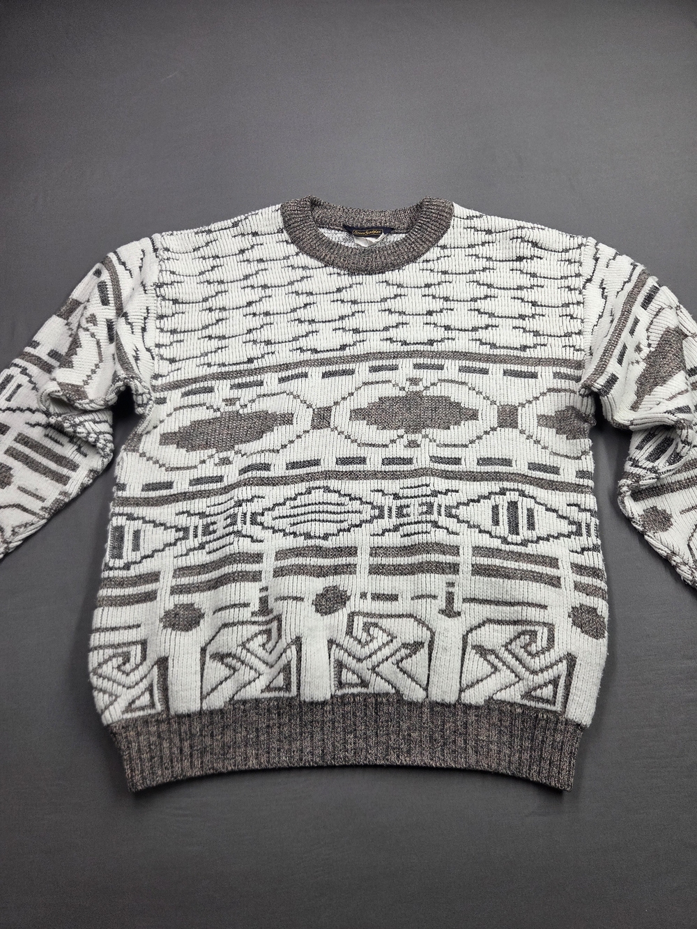 Vintage Serge Saint Yves Geometric Knit Sweater Men's Size Large L Acrylic